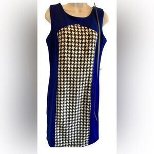 ECI Blue and Houndstooth Pattern Dress